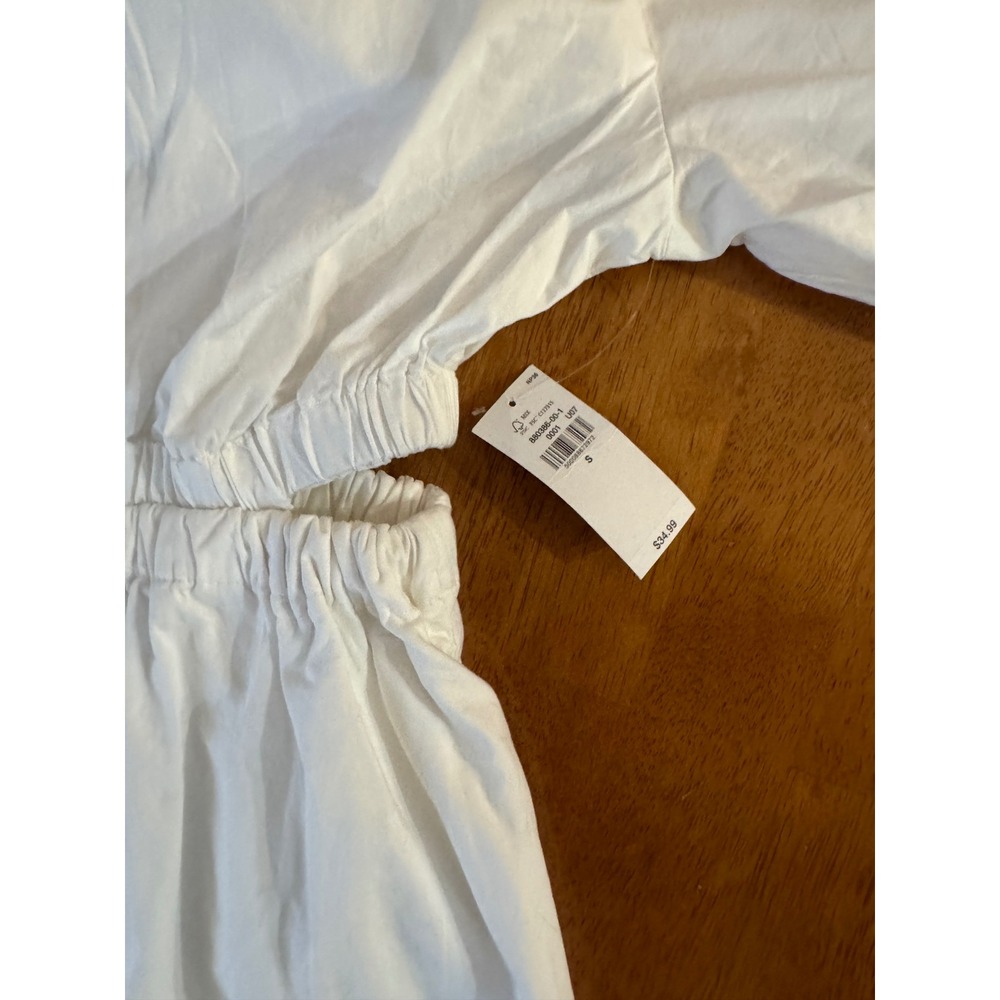 NWT Old Navy Women's White 100% Cotton Puff Sleeve Cut-Out Mini Dress Size Small - Picture 8 of 12